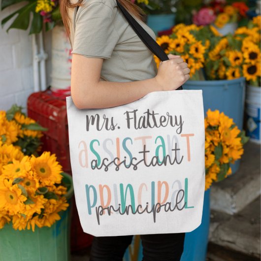 Assistant Principal Pastel-script via print Draagtas
