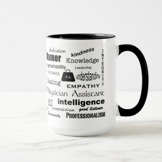 Assistent-arts voor Word Cloud/zwart Mok (Rechts)