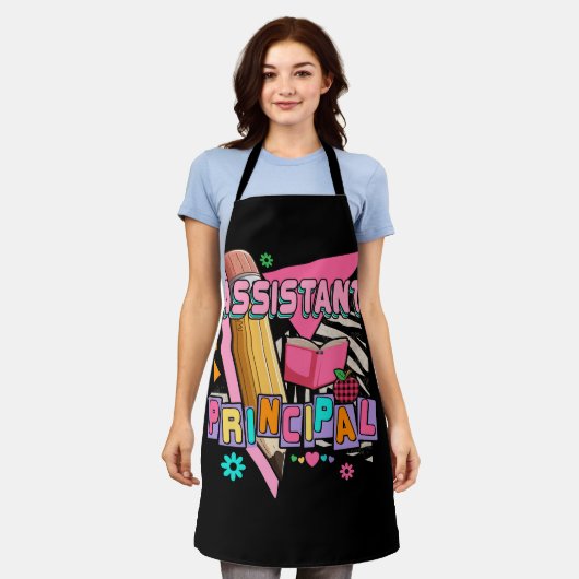 Assistent Principal 90s Retro Roze Stijl Kerstmis Schort (Gedragen)