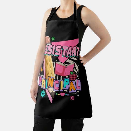 Assistent Principal 90s Retro Roze Stijl Kerstmis Schort (Insitu)