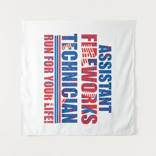 Assistent vuurwerk technicus grappig 4 juli wandkleed (Voorkant (horizontaal))