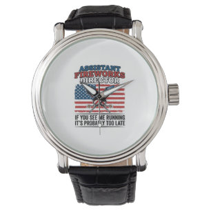 Assistent vuurwerkdirecteur Funny Patriottisch T-s Horloge