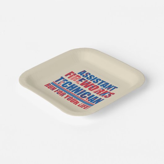 Assistent vuurwerktechnicus grappig 4 juli papieren bordje (Gebogen)