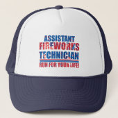 Assistent vuurwerktechnicus grappig 4 juli trucker pet (Voorkant)