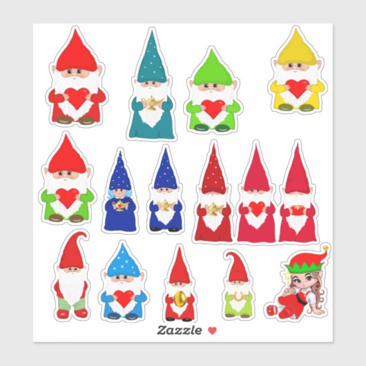 Assorptie kerstknomes sticker (Vel)
