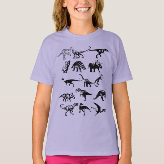 Assorted Dinosaurs Illustratie T-shirt (Voorkant)