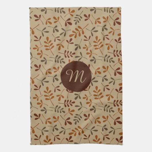 Assorted Fall Leaves Rpt Ptn (Gepersonaliseerd) Theedoek (Verticaal)