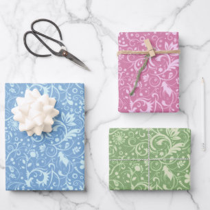 Assorted Floral Paisley Damask Pattern Inpakpapier Vel