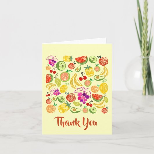 Assorted Fruit Doodle Pattern Bedankt Opmerking Ka (Voorkant)