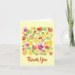 Assorted Fruit Doodle Pattern Bedankt Opmerking Ka