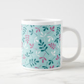 Assorted Leaves Patroon Teals Roze Wit Extra Grote Beker (Rechts)