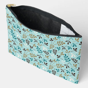 Assorted Leaves Pattern Teals Cream Brown Gold Etui