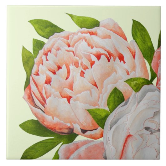 Assorted Peonies on a Ceramic Tile (A) Tegeltje (Voorkant)