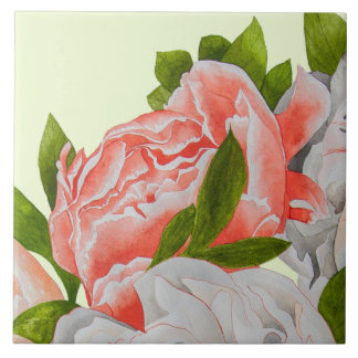 Assorted Peonies on a Ceramic Tile (B) Tegeltje