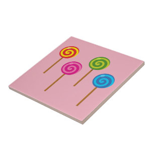 Assorted spiraalvormige kleurrijke lolly's tegeltje