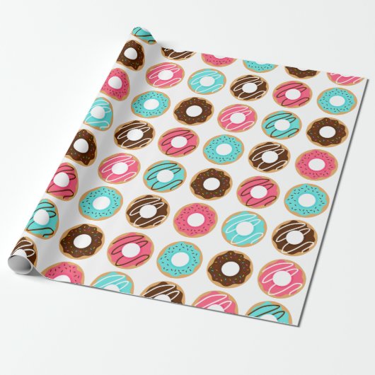 Assorteer Donuts Pattern Cadeaupapier (Uitgerold)