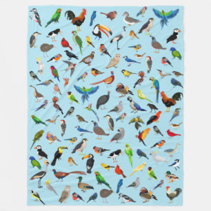 Assortiment blanc d'oiseaux Deux couvertures en po