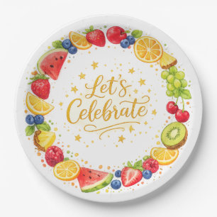 Assortiment de assiettes en papier fêtes de fruits
