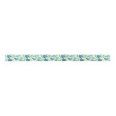 Assortiment tropisch groen blad patroon op wit lint (Voorkant)