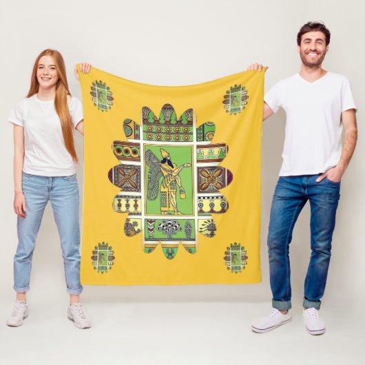 Assyrian Anunnaki Fleece Blanket Deken (In situ)