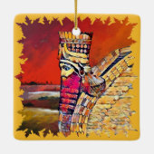 Assyrian Lamassu Ceramic Square Ornament (Achterkant)