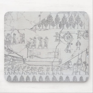 Assyriërs die een gevlekte stier op een Sledge ve Muismat