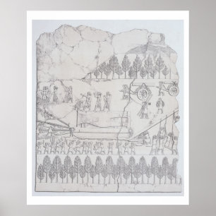 Assyriërs die een gevlekte stier op een Sledge ver Poster