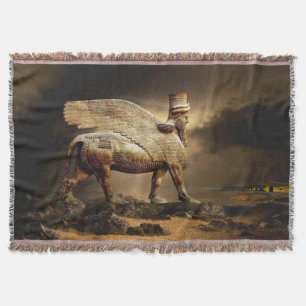 Assyrische Klassic Lamassu Cotton Throw Blanket Deken
