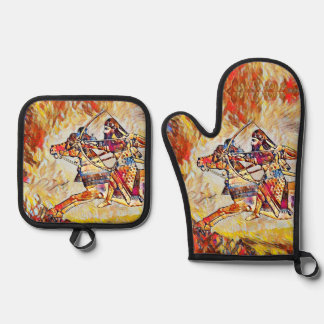 Assyrische krijger Oven Mitt en Pothouders Ovenwant & Pannenlap Set