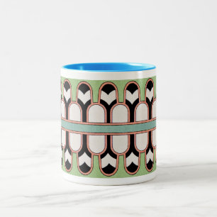  Assyrische Kunst Deco Geometric Pattern Munt Tweekleurige Koffiemok