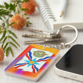 Assyrische vlag Acryl Sleutelhanger (Voorkant Rechts)