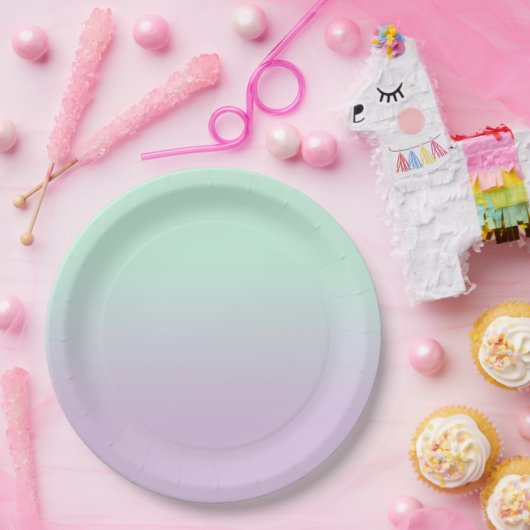astel, esthetisch en Lila gradiënt ombre Papieren Bordje (Feest)