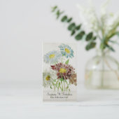 Aster Chinensis Flower Bouquet Script Visitekaartje (Staand voorkant)