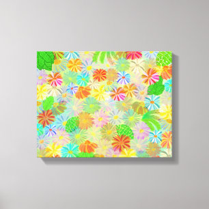 ASTER & CONE BLOEMEN & TROPISCHE BLADEREN WATERVER CANVAS AFDRUK