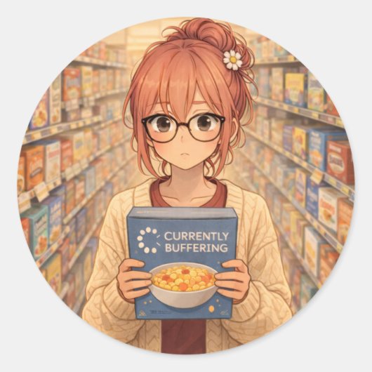 Aster™ Currently Buffering Round Sticker Cute Aest (Voorkant)