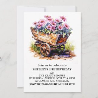 Aster Flowers Verjaardagsfeestuitnodigingen Kaart