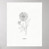Aster Line Drawing Print - handgetekende inktbloem (Voorkant)