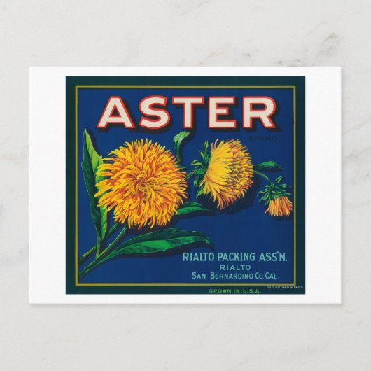 Aster-merk Citrus-kratenetiket Briefkaart (Voorkant)