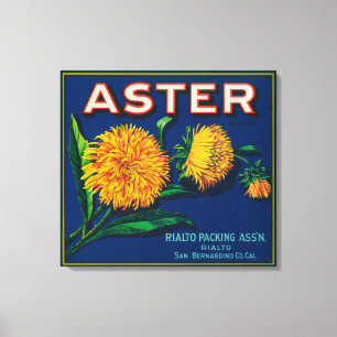 Aster-merk Citrus-kratenetiket Canvas Afdruk