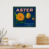 Aster-merk Citrus-kratenetiket Poster (Keuken)