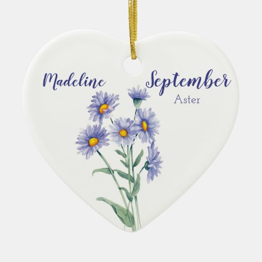 Aster September Birth Flower Keramisch Ornament (Voorkant)