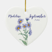 Aster September Birth Flower Keramisch Ornament (Achterkant)