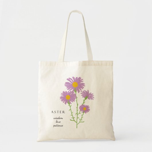 Aster September Birth Month Flower Bag Tote Bag (Voorkant)
