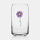 ASTER September Geboorte Bloem Aangepaste naam Blikvorm Glas (Achterkant)