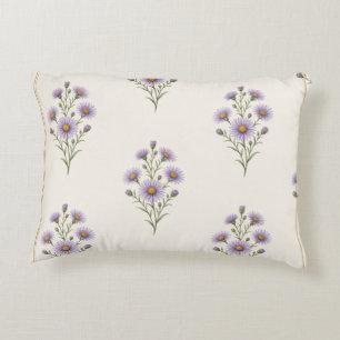 Aster, september geboortebloem print accent kussen