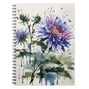 Aster - Waterverf bloemen Notitieboek