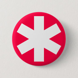 Asterisk - Crimson Red Ronde Button 5,7 Cm