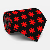 Asterisk Snowflake - Rood op zwart Stropdas (Opgerold)