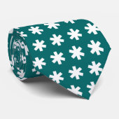 Asterisk Snowflake - Wit over Blauwgroen Stropdas (Opgerold)