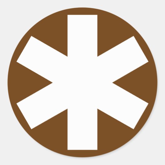Asterisk - Wit op bruin Ronde Sticker (Voorkant)